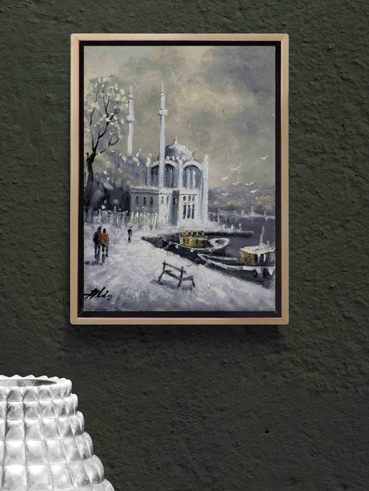 Ortaköy’de Kar Sessizliği Yağlı Boya Tablosu