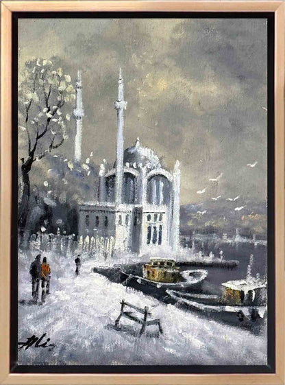 Ortaköy’de Kar Sessizliği Yağlı Boya Tablosu