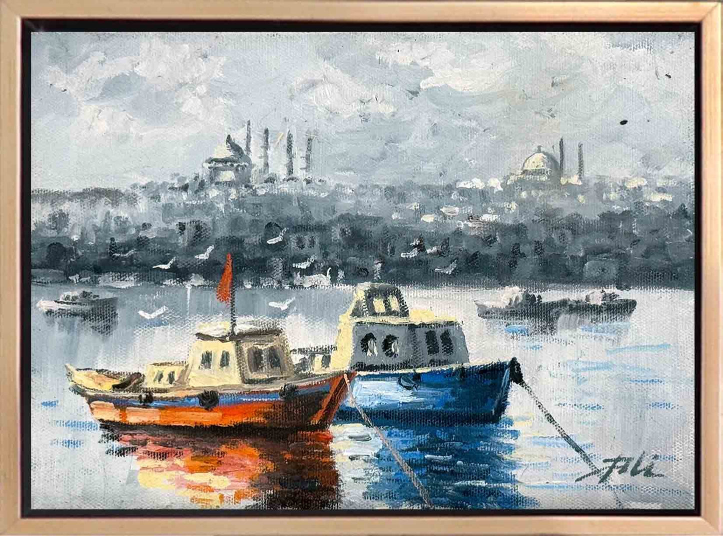 Kıyıya Vuran İstanbul Yağlı Boya Tablosu