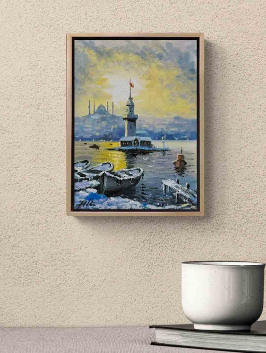 Kış Işığında Kız Kulesi Yağlı Boya Tablosu