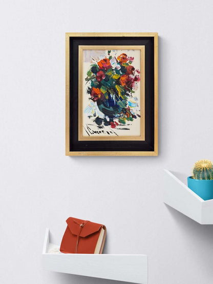 Çiçeklere Yazılan Şiir Yağlı Boya Tablosu