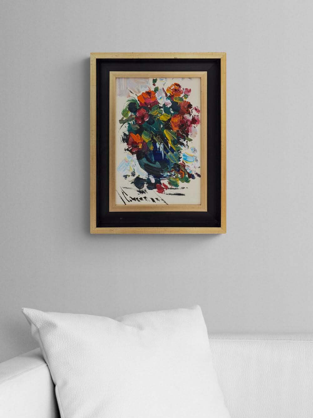 Çiçeklere Yazılan Şiir Yağlı Boya Tablosu