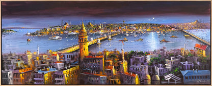 İstanbul Boğazın Işığı Yağlı Boya Tablosu