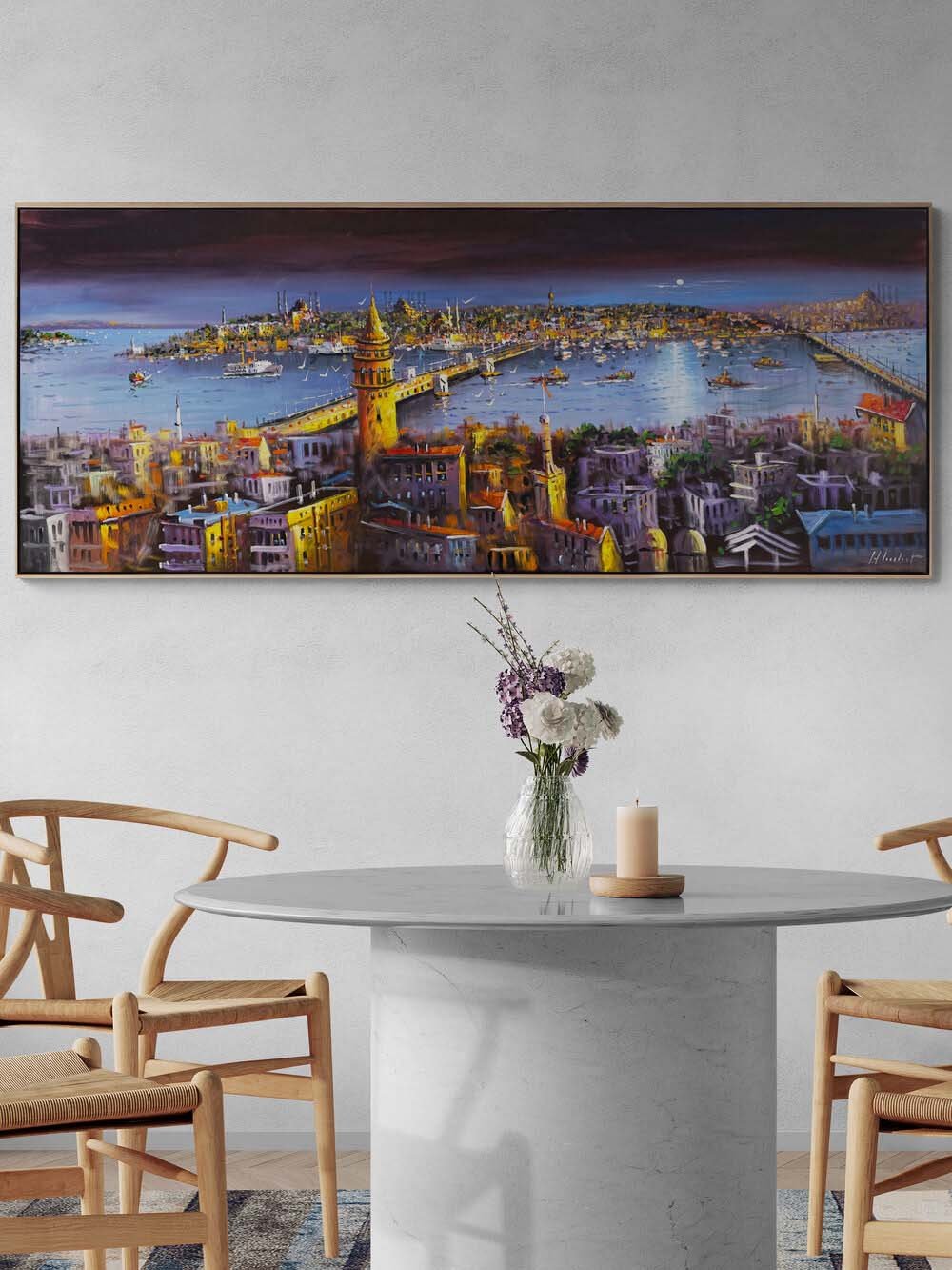 İstanbul Boğazın Işığı Yağlı Boya Tablosu