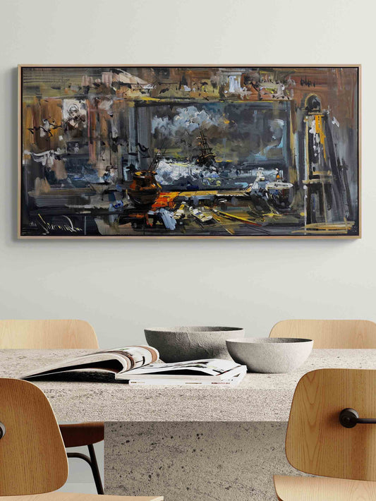 Dalgalar Arasında Fırça İzleri Yağlı Boya Tablosu