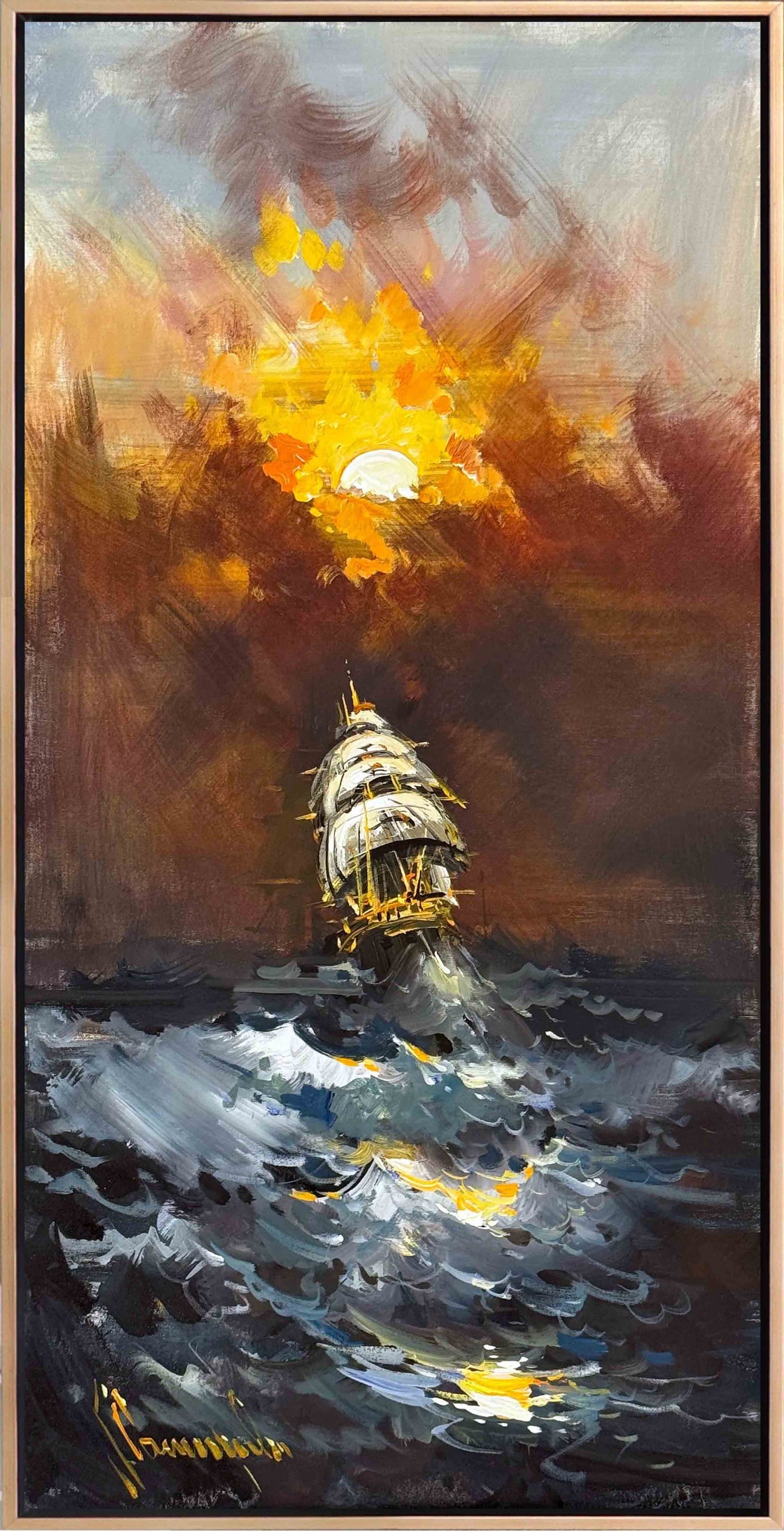 Denizin Parlayan İzleri Yağlı Boya Tablosu