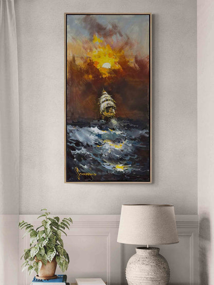 Denizin Parlayan İzleri Yağlı Boya Tablosu