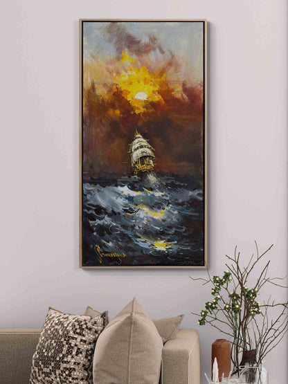 Denizin Parlayan İzleri Yağlı Boya Tablosu