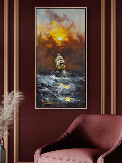 Denizin Parlayan İzleri Yağlı Boya Tablosu