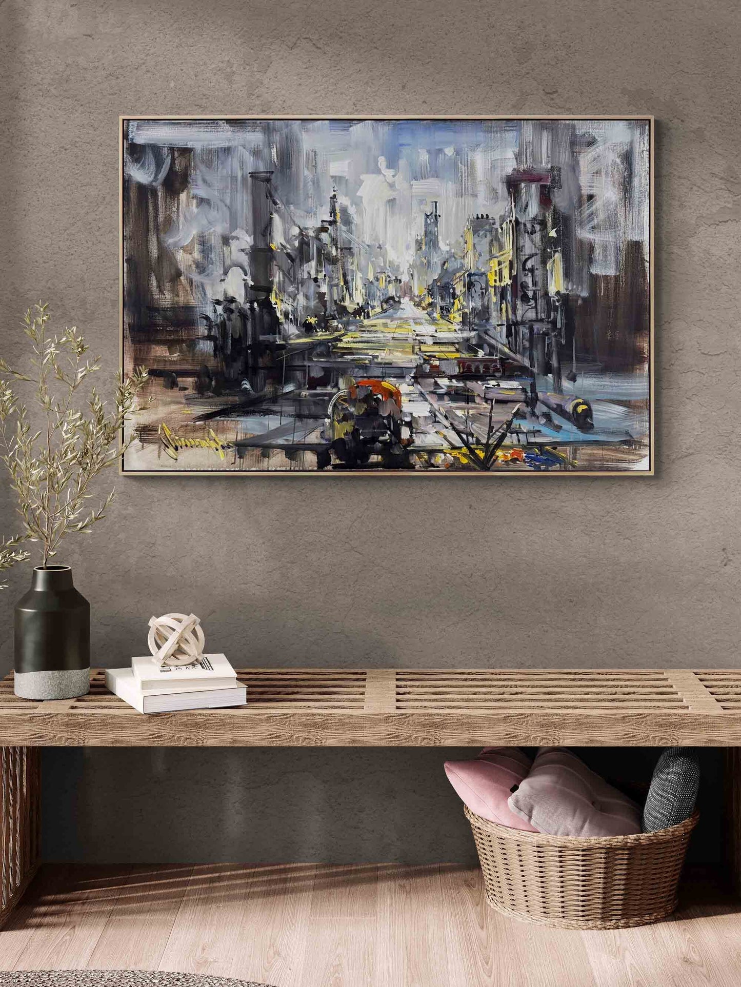 Gri Metropol Yağlı Boya Tablosu