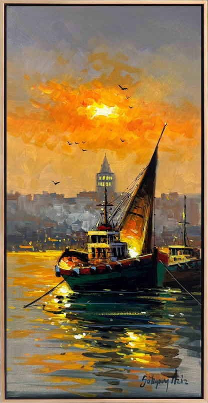 Günbatımının Sessiz Tanıkları Yağlı Boya Tablosu