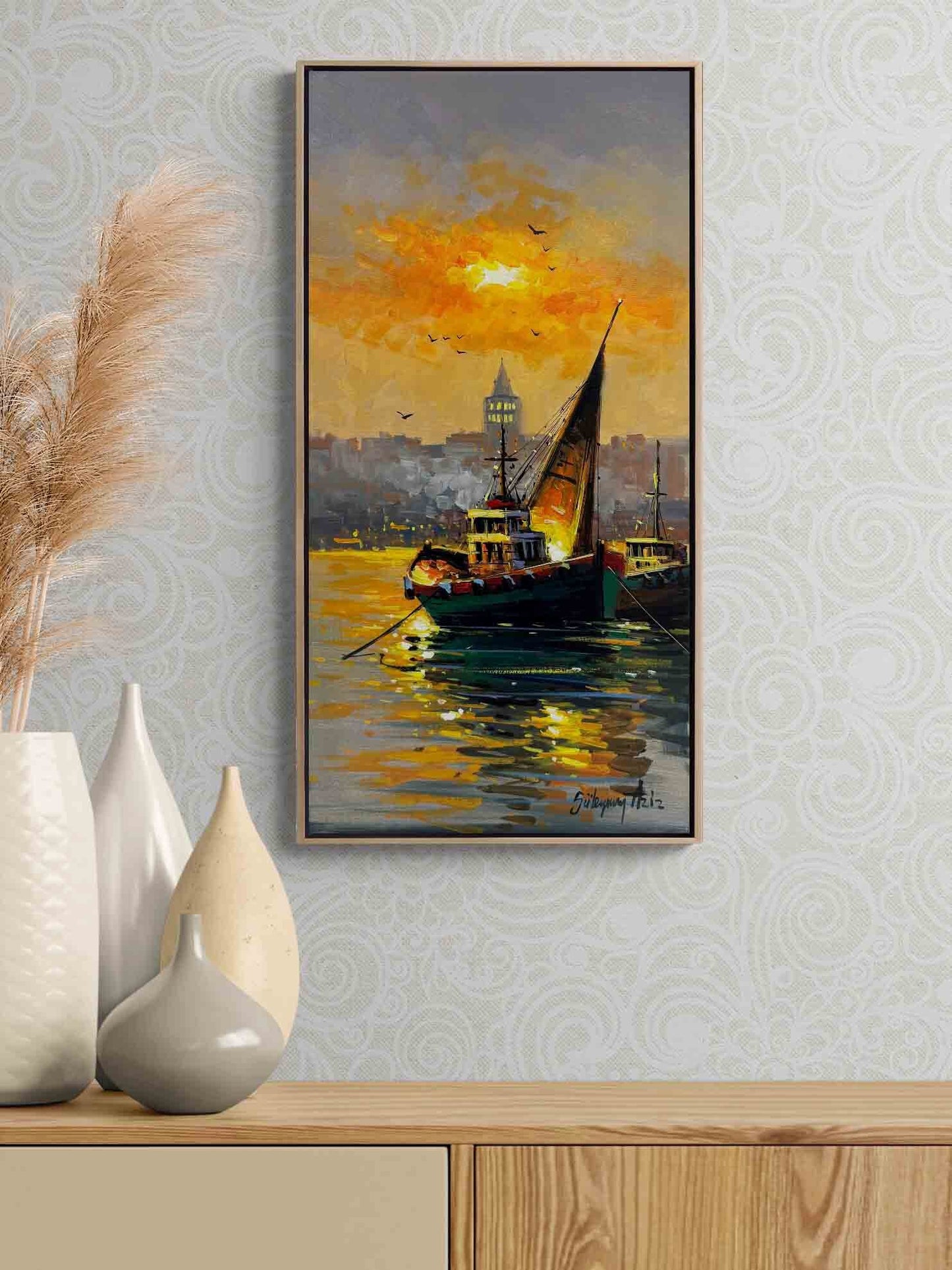 Günbatımının Sessiz Tanıkları Yağlı Boya Tablosu