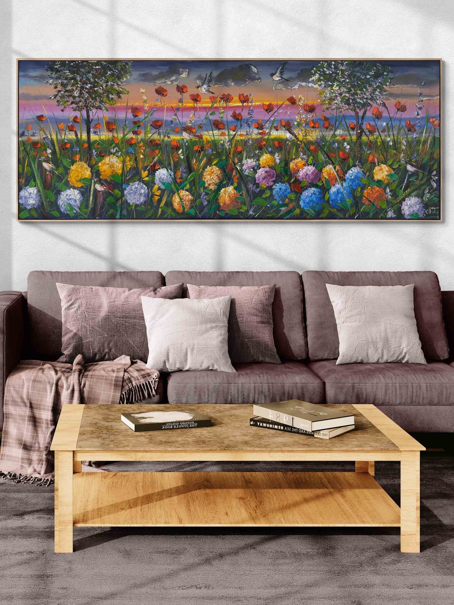 Gelinciklerle Dans Eden Ortancalar Yağlı Boya Tablosu