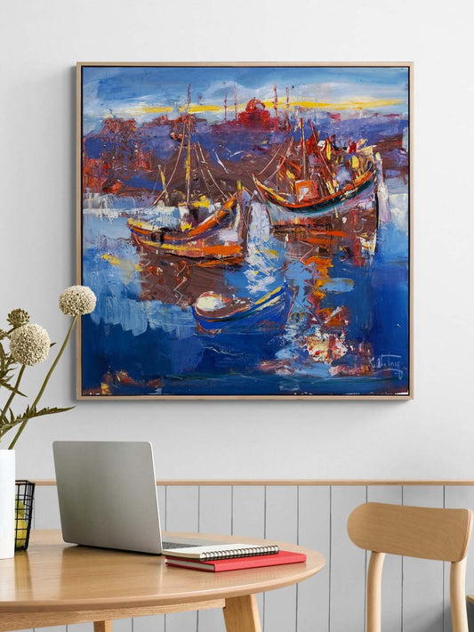 Ufka Doğru Yelkenliler Yağlı Boya Tablosu