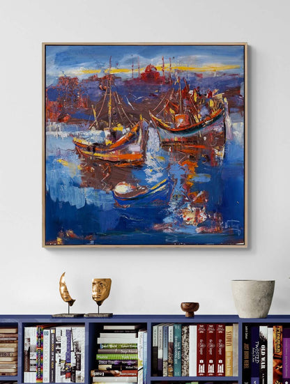 Ufka Doğru Yelkenliler Yağlı Boya Tablosu