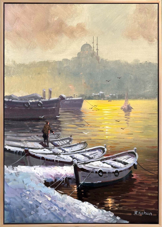 Kar Altında Boğaz Yağlı Boya Tablosu