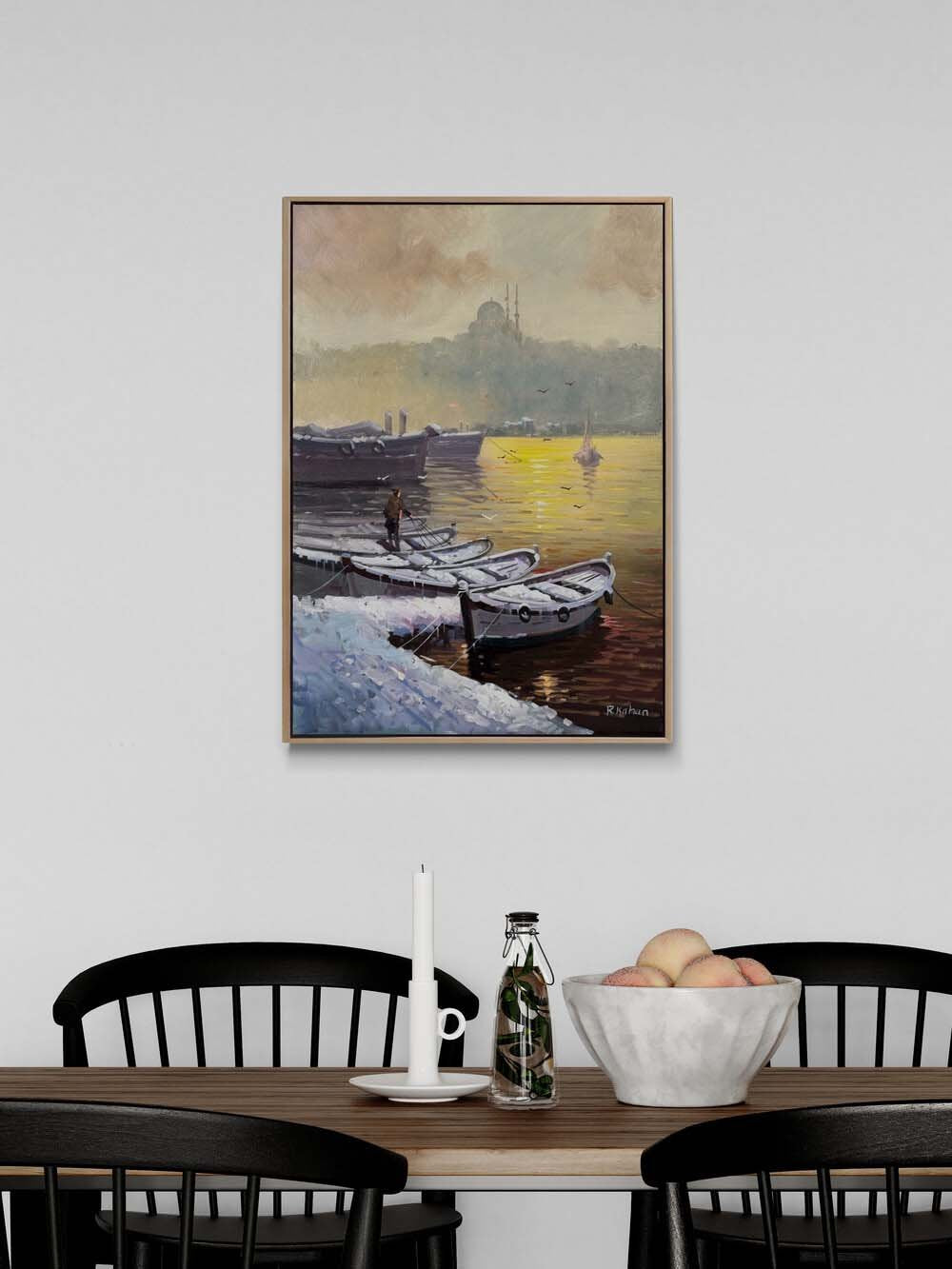 Kar Altında Boğaz Yağlı Boya Tablosu