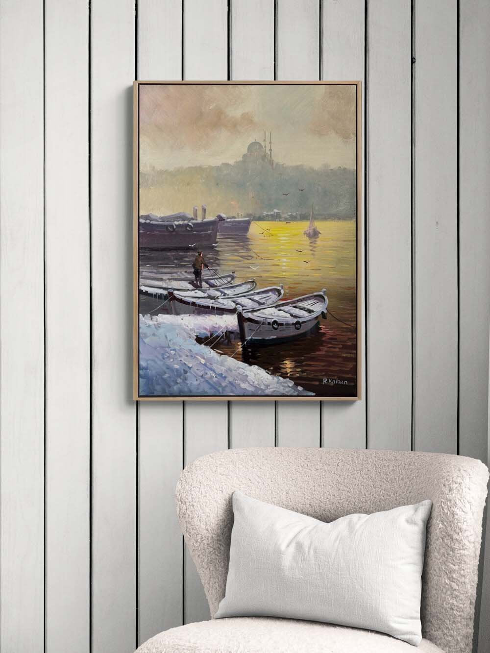 Kar Altında Boğaz Yağlı Boya Tablosu