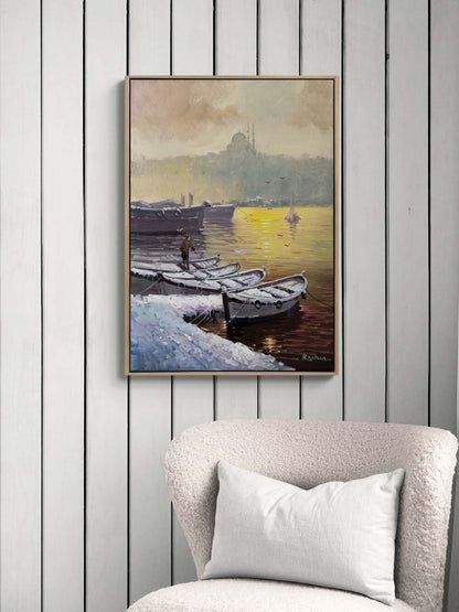 Kar Altında Boğaz Yağlı Boya Tablosu