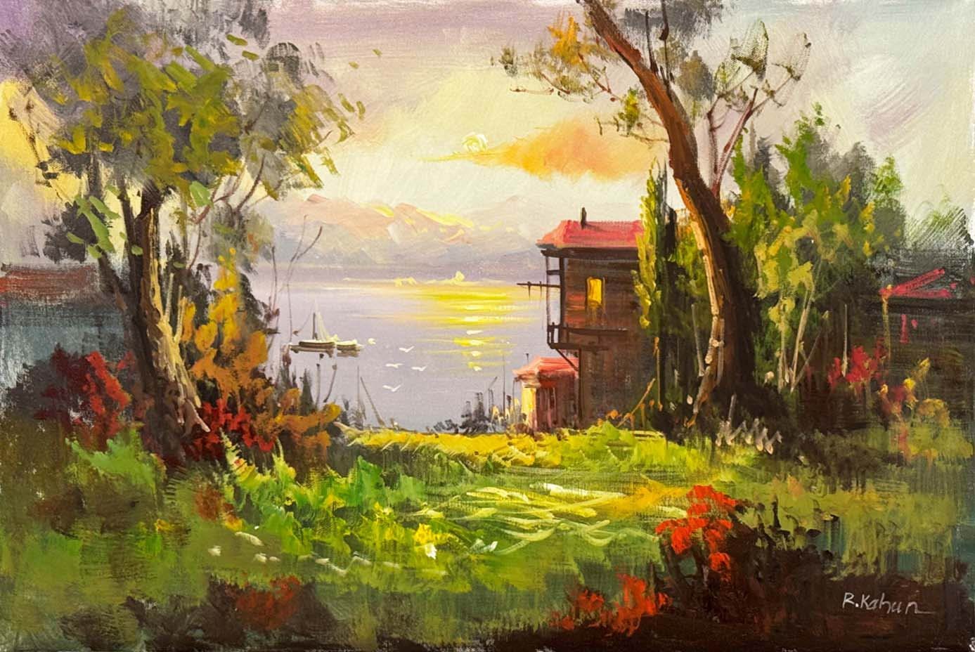 İstanbul’un Yeşil Kıyıları Yağlı Boya Tablosu