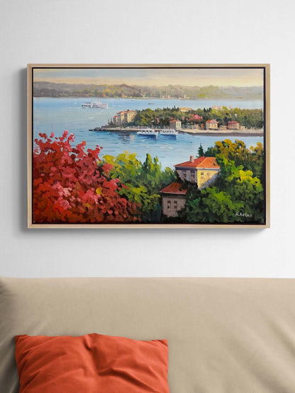 Huzura Bakan Evler Yağlı Boya Tablosu