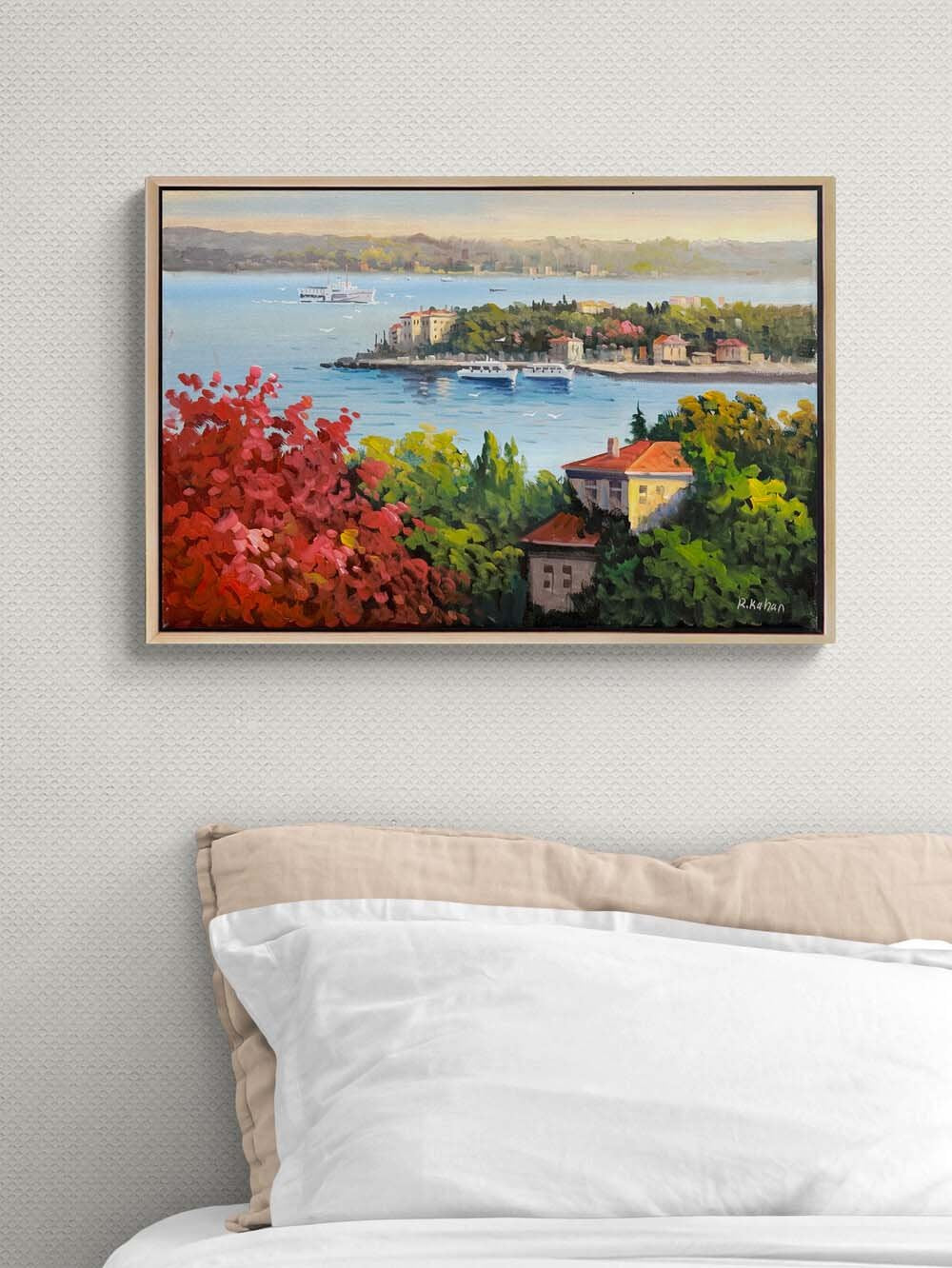 Huzura Bakan Evler Yağlı Boya Tablosu