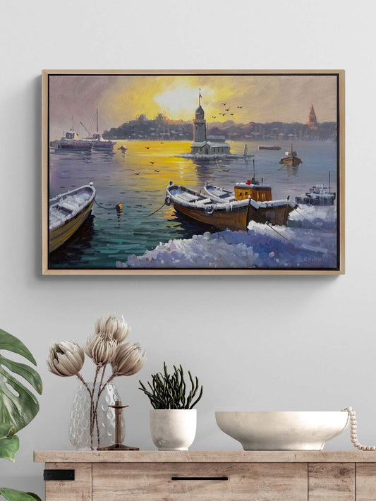 Eski İstanbul’da Kış Yağlı Boya Tablosu