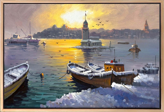 Eski İstanbul’da Kış Yağlı Boya Tablosu