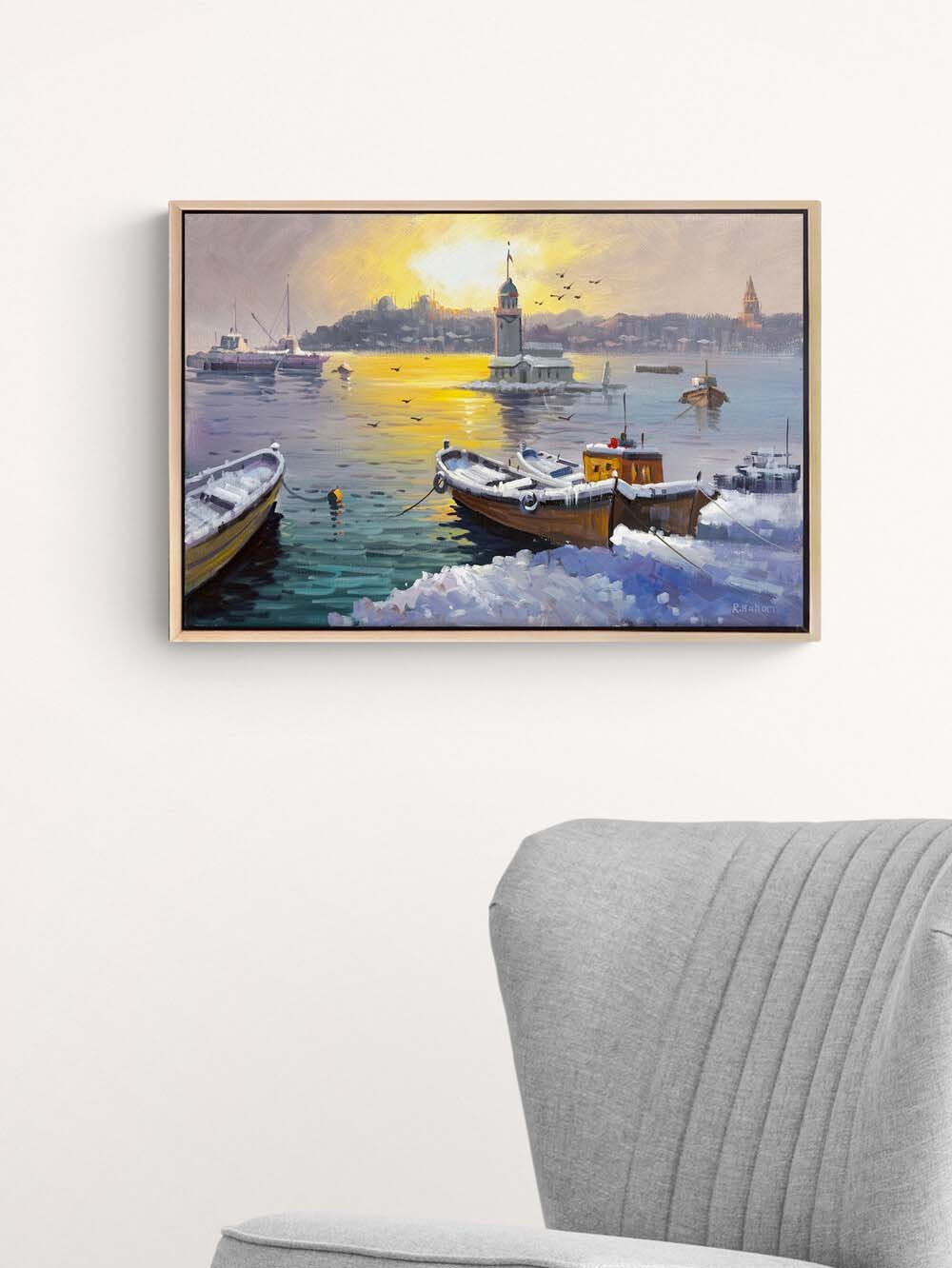 Eski İstanbul’da Kış Yağlı Boya Tablosu