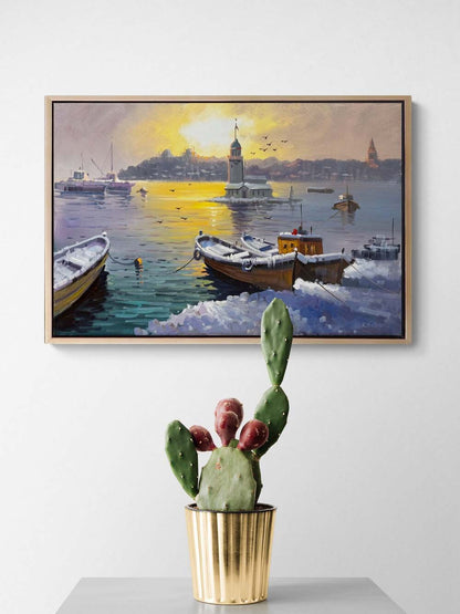 Eski İstanbul’da Kış Yağlı Boya Tablosu