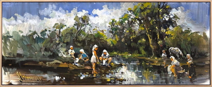 Nehir Kıyısında Yağlı Boya Tablosu