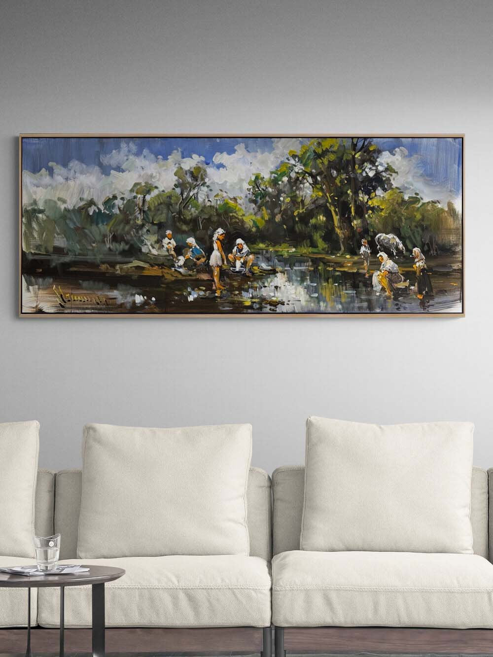 Nehir Kıyısında Yağlı Boya Tablosu