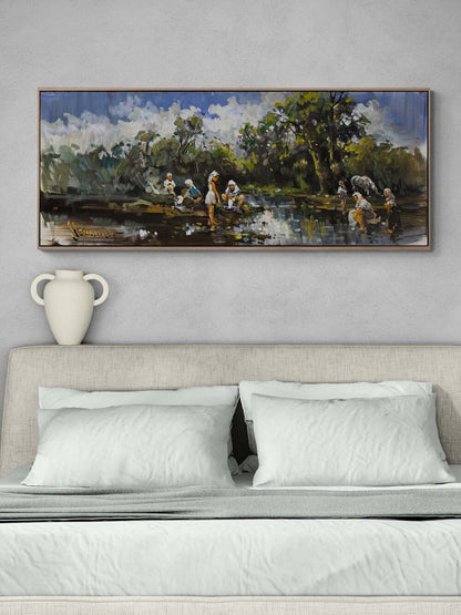 Nehir Kıyısında Yağlı Boya Tablosu