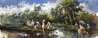 Nehir Kıyısında Yağlı Boya Tablosu
