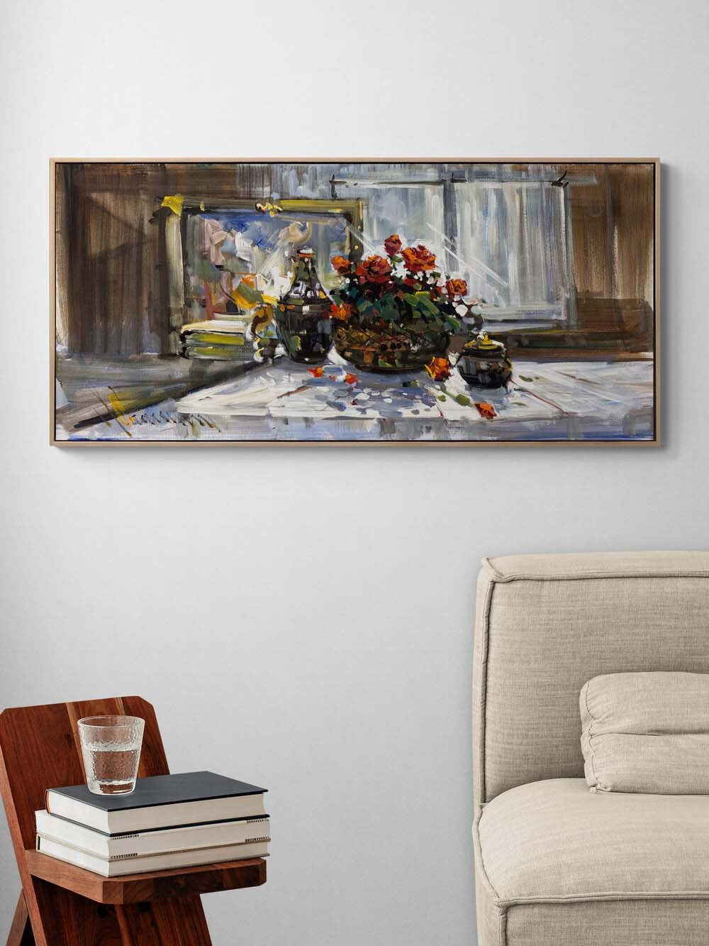 Pencere Önünde Güller Yağlı Boya Tablosu