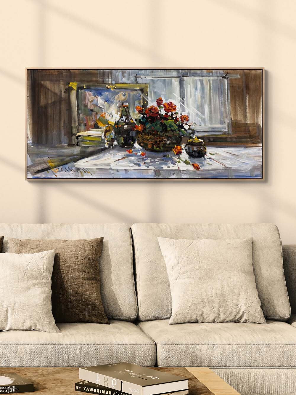 Pencere Önünde Güller Yağlı Boya Tablosu