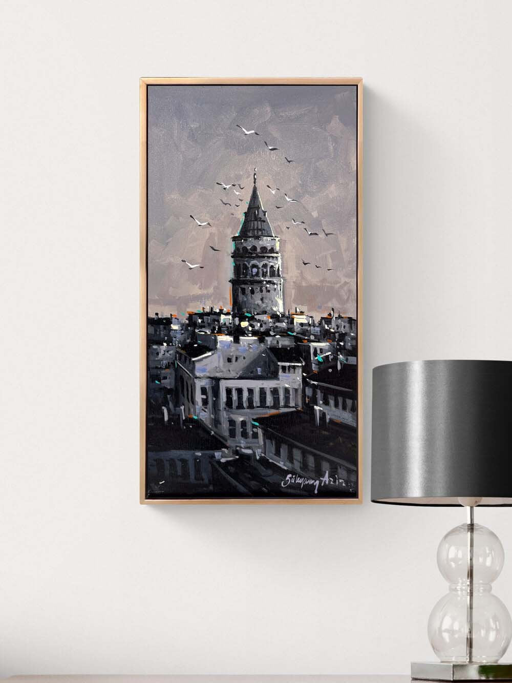 Galata'da Sakin Perspektir Yağlı Boya Tablosu