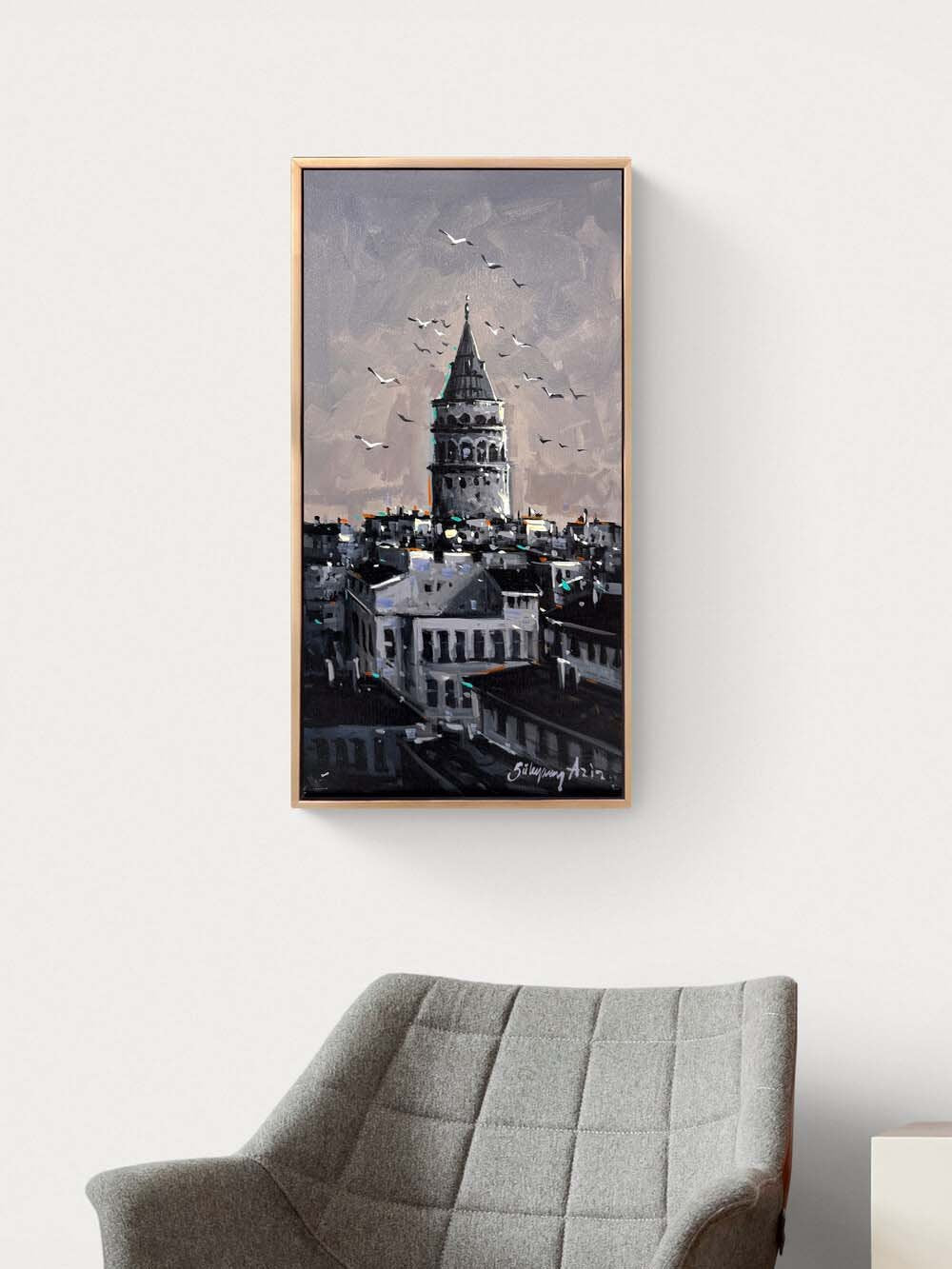 Galata'da Sakin Perspektir Yağlı Boya Tablosu