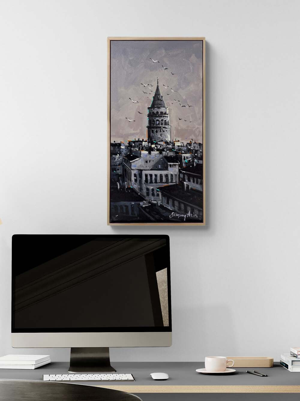 Galata'da Sakin Perspektir Yağlı Boya Tablosu