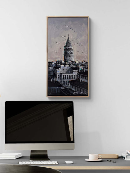 Galata'da Sakin Perspektir Yağlı Boya Tablosu