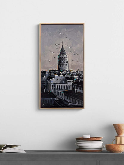 Galata'da Sakin Perspektir Yağlı Boya Tablosu