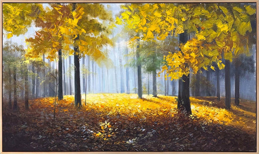 Sonbahar Ormanı Kalbi Yağlı Boya Tablosu