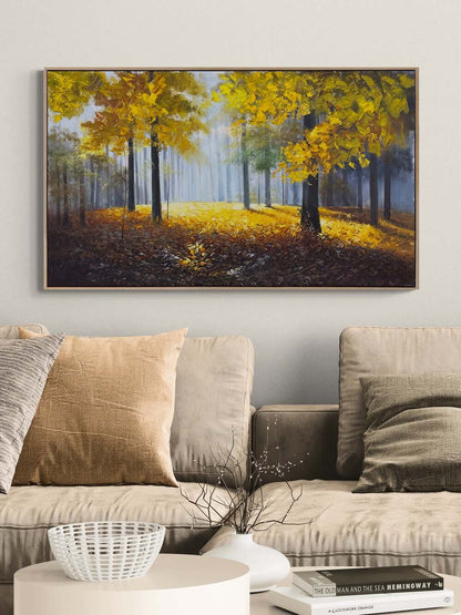 Sonbahar Ormanı Kalbi Yağlı Boya Tablosu