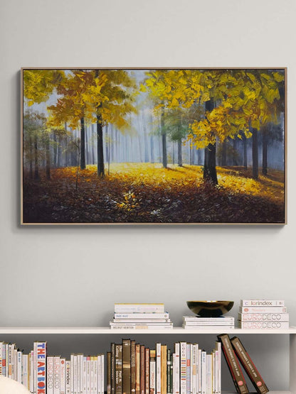 Sonbahar Ormanı Kalbi Yağlı Boya Tablosu