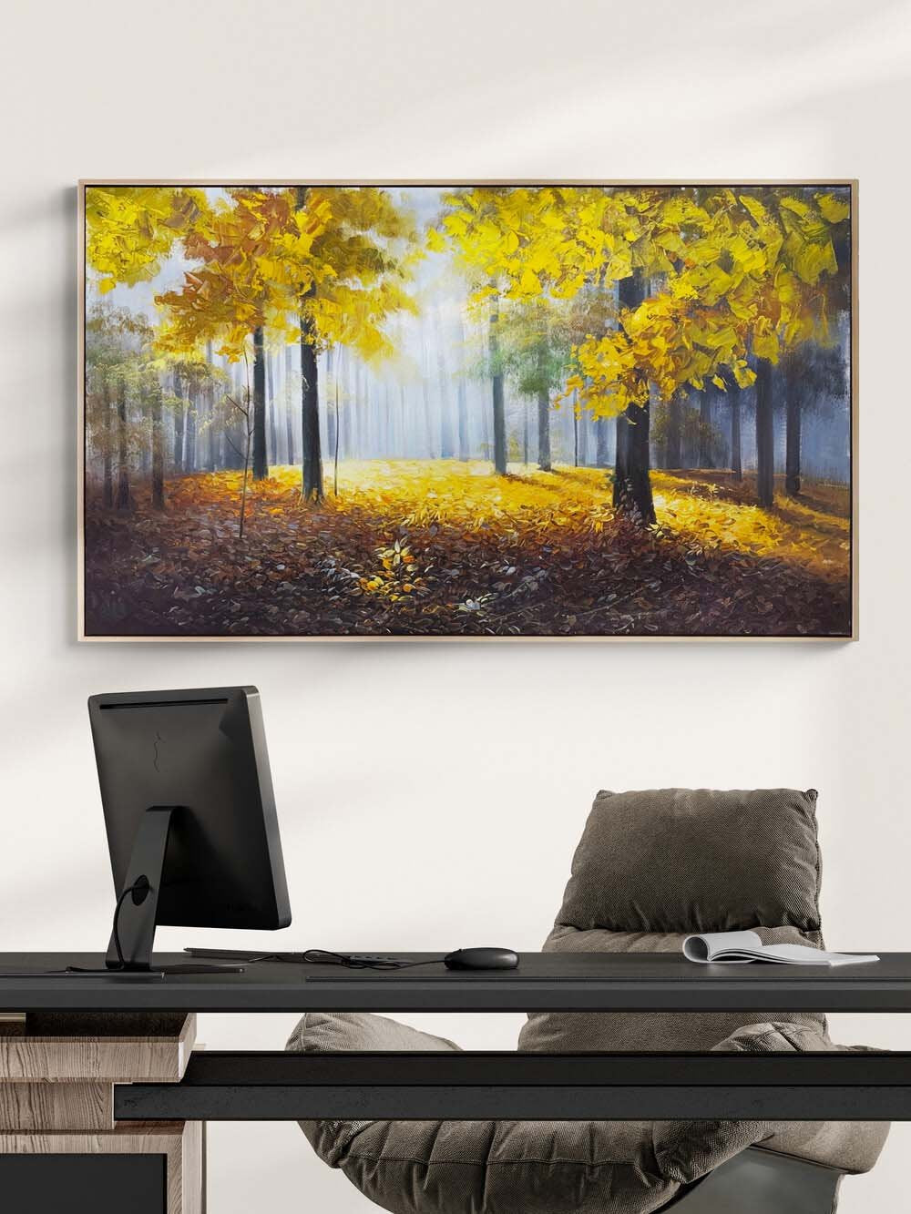 Sonbahar Ormanı Kalbi Yağlı Boya Tablosu