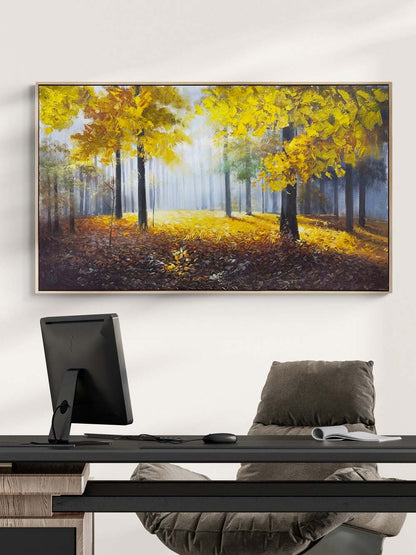 Sonbahar Ormanı Kalbi Yağlı Boya Tablosu