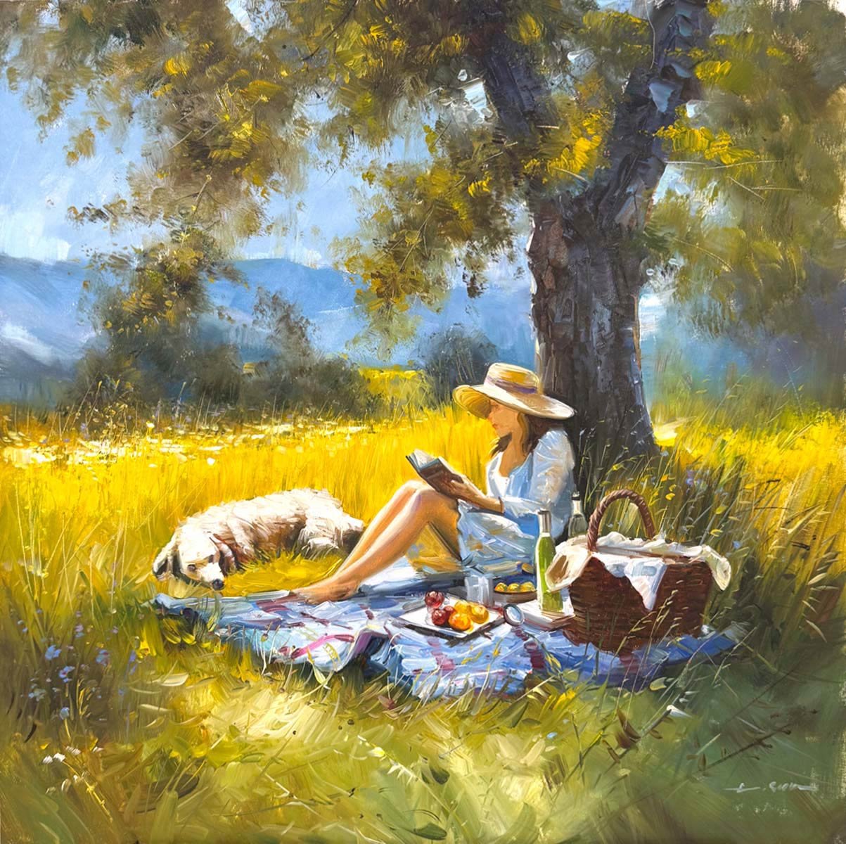 Ağacın Altında Hayaller Yağlı Boya Tablosu