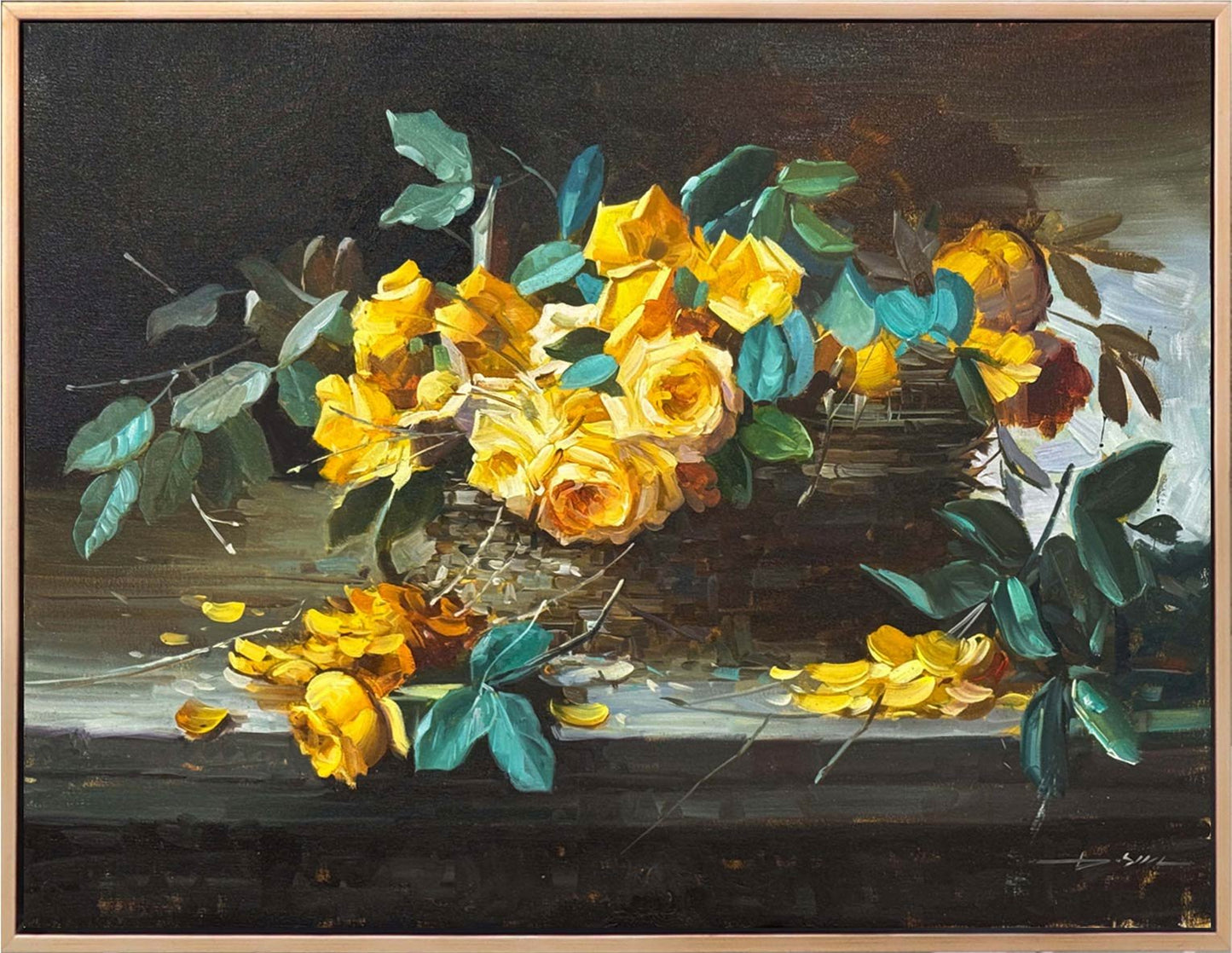 Hatıralarla Sarı Güller Yağlı Boya Tablosu