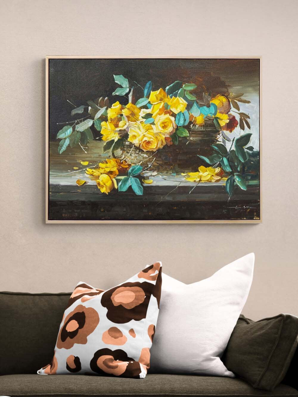Hatıralarla Sarı Güller Yağlı Boya Tablosu