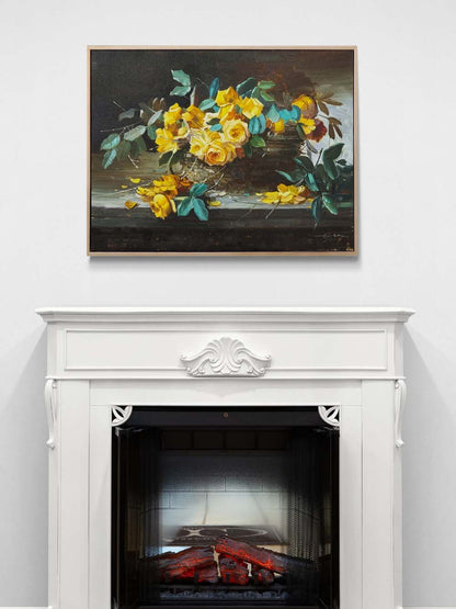 Hatıralarla Sarı Güller Yağlı Boya Tablosu